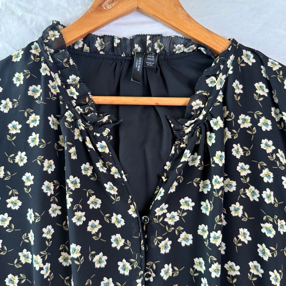 Ever New Black Floral Long Sleeve Dress size 20 - Picture 6 of 13